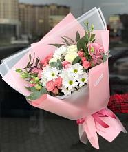 Букет цветов из:  Розы, Лизиантусы и Хризантемы в Клеменово
